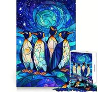 Puzzle Pingouins en Vitrail 1000 Pièces Cadre Difficile Cadeau Unique 38x52cm