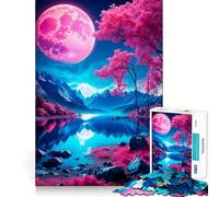 Puzzle Pink Moon 1000 pièces pour Adultes, Jeu de réflexion et de détente, Design à Assembler, Collection d'art (50x75cm)