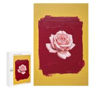 Puzzle Pink Rose on Red and Yellow, 1000 PCS, Activité Créative À La Maison, comme Présent Festif pour Amateurs De Puzzles, À Noël