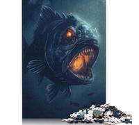 Puzzle Piranha Evil Scary Horror, Jeux créatifs, Puzzle en Carton 100% recyclé, pour Cadeaux de Noël pour Adultes, 1 000 pièces (75 x 50 cm)