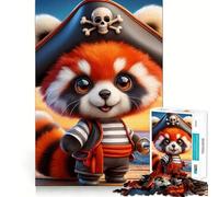 Puzzle Pirate Panda Roux 1000 Pièces Cadeau pour Adultes Jeu de Logique Solide et Apaisant Bords Transparents (38x26cm)