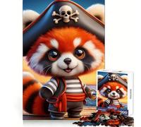 Puzzle Pirate Panda Roux pour Adultes 1000 Pièces Jeu de Logique Transparente Loisirs Découpe Parfaite Cadeau Créatif (38x52cm)