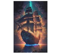 Puzzle Pirate Ship,Bateau 1000 Pièces pour Adolescents Puzzles Créatif en Bois Jouet Jeu Familial Difficulté Défi （78×53cm）