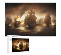 Puzzle Pirate Ship Battle Scene, 1000 PCS, Activité Créative À La Maison, pour Un Divertissement sans Écran en Famille, À La Maison