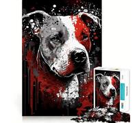 Puzzle Pit Bull Ink Portrait 1000 pièces pour Adultes Stimule la mémoire Paisible et Amusant Découpe de qualité supérieure Cadeau mémorable (38x26cm)