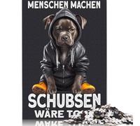 Puzzle Pitbull 1000 pièces, Cadeau de Noël, Puzzle en Bois pour Adultes et Adolescents, Jouets Anti-Stress, 1000 pièces (75 x 50 cm)