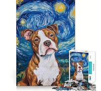 Puzzle Pitbull Nuit étoilée 1000 pièces pour Adolescents Améliore la mémoire Détente et créativité Bords précis Cadeau élégant (50x75cm)