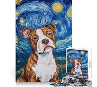 Puzzle Pitbull Nuit étoilée 1000 pièces pour Adolescents Améliore la mémoire Détente et créativité Bords précis Cadeau élégant (50x75cm)