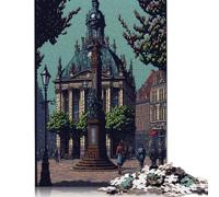 Puzzle Pixel Art Aix-la-Chapelle, 100% Carton recyclé, rectangulaire, pour Adultes et Enfants, Cadeau de Noël, 1 000 pièces (75 x 50 cm)