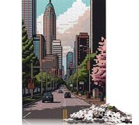 Puzzle Pixel Art Charlotte City, Puzzle en Carton 100% recyclé, de qualité supérieure, pour Enfants et Adultes, Cadeau de Noël, 1 000 pièces (26 x 38 cm)