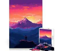 Puzzle Pixel Art de Paysage de Montagne pour Adolescents,1000 pièces,Exercice de logique,évasion sereine,Bords Nets,Joli Cadeau (38x52cm)