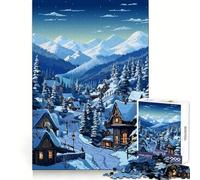 Puzzle Pixel Art Hivernal Nordique 1000 pièces pour Adultes Développe Les capacités cognitives Temps Bien investi Découpe précise Cadeau mémorable (50x75cm)