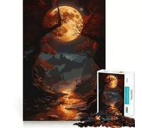 Puzzle Pixel Art Paysage d'automne avec Lune 1000 pièces pour Adultes Renforce la mémoire, apaise l'esprit, qualité supérieure, Surprise chaleureuse (38x26cm)