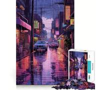 Puzzle Pixel Art Rain City pour Adultes, 1000 pièces, pour stimuler la mémoire, Jeu de Groupe, Assemblage du Motif, Surprise de Noël (38x26cm)