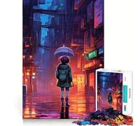 Puzzle Pixel Art Rain City pour Adultes, 1000 pièces, pour stimuler la mémoire, Jeu de Groupe, Assemblage du Motif, Surprise de Noël (50x75cm)