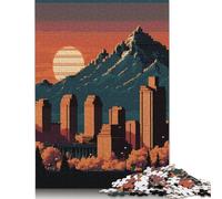 Puzzle Pixel Art Salt Lake City, Puzzle en Carton 100% recyclé de qualité supérieure, pour Enfants et Adultes, Cadeau de Noël, 1 000 pièces (26 x 38 cm)