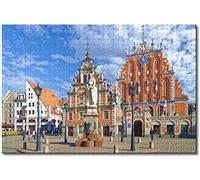 Puzzle - Place de l'Hôtel de Ville de Riga, Lettonie - 200 pièces pour Adultes et Enfants, Jeux, Artisanat et Sciences 35 x 25 cm
