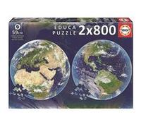 Educa - Round Puzzles Planète Terre. 2 Puzzles Ronds de 800 pièces. Recommandé à partir de 14 Ans (19039)