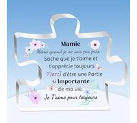 Puzzle Plaques Mamie Fête des Mères Cadeaux Apprécier Anniversaire Grand-mère Acrylique Signe Décorations Maison Noël Souvenirs Conception Fleurs Merci d'être une Partie Si Importante de Ma Vie