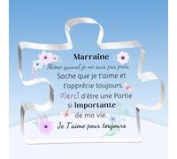 Puzzle Plaques Marraine Fête des Mères Cadeaux Apprécier Anniversaire Marraine Acrylique Signe Décorations Maison Noël Souvenirs Conception Fleurs Merci d'être une Partie Si Importante de Ma Vie