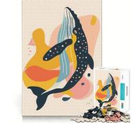 Puzzle Plat Abstrait Baleine pour Adolescents 1000 pièces Stimule l'esprit Amusant Découpe Nette Composants Robustes Activité de Groupe réconfortante (38x26cm)