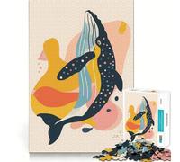 Puzzle Plat Abstrait Baleine pour Adultes,1000 pièces,Jeu de mémoire,découpe Laser pour Un Assemblage Parfait,Cadeau Unique pour soulager Le Stress (50x75cm)