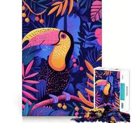 Puzzle Plat Abstrait de 1000 pièces représentant Un Toucan, idéal pour Les Adolescents, Stimulant Leur réflexion et Leurs Loisirs, avec des Bords précis, Un Cadeau attentionné 38x52cm