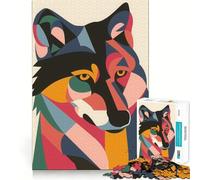Puzzle Plat Abstrait Loup 1000 pièces Jeu de réflexion Pièces précises et sans Couture Activité Amusante en Famille (38x52cm)