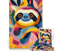 Puzzle Plat Abstrait Paresseux de 1000 pièces pour Adolescents, Jeu de logique Clair, Passe-Temps Calme, découpe Parfaite, Cadeau Classique 38x52cm