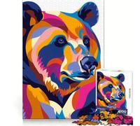 Puzzle Plat Abstrait Pop Bear 1000 pièces pour Adolescents, Jeu de logique mentale, évasion apaisante, Objet de Collection aux Bords Fins (38x52cm)