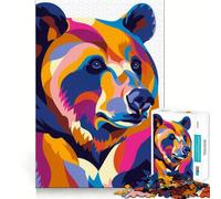 Puzzle Plat Abstrait Pop Bear 1000 pièces pour Adultes, Stimulation cérébrale, réduction du Stress, décoration Murale aux Bords précis (50x75cm)