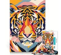 Puzzle Plat Abstrait Tiger Pop 1000 pièces pour Adolescents, Jeu de réflexion, Design Confortable et Relaxant, Cadeau attentionné 38x52cm