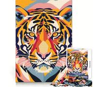 Puzzle Plat Abstrait Tiger Pop 1000 pièces pour Adolescents, Jeu de réflexion, Design Confortable et Relaxant, Cadeau attentionné 38x52cm