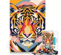 Puzzle Plat Abstrait Tiger Pop 1000 pièces pour Adolescents Renforce la mémoire Calme et sérénité Qualité supérieure Cadeau de Noël idéal 38x26cm