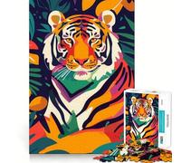 Puzzle Plat Abstrait Tigre 1000 pièces Cadeau pour Adultes Renforce Les Souvenirs Sérénité Qualité supérieure Idéal pour Les vœux du Père Noël 38x26cm