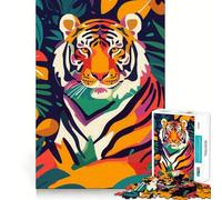 Puzzle Plat Abstrait Tigre 1000 pièces pour Adultes Jeu Intelligent et ludique d'intérieur Découpe précise 38x52cm