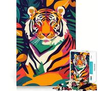 Puzzle Plat Abstrait Tigre pour Adolescents 1000 pièces Stimule la mémoire Loisirs Bords Nets Joli Cadeau 50x75cm