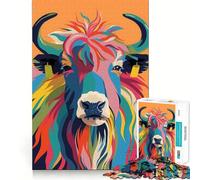 Puzzle Plat Yak pour Adultes,1000 pièces,défi mémoire et compétences,Assemblage Stable,pièces Qui ne bougent Pas,Format Compact,idéal pour des Moments de Jeu en Famille (38x52cm)
