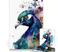 Puzzle Plume de Paon pour Adultes 1000 Pièces Jeu de Logique Solide et Apaisant Bords Transparents Cadeau Artistique (38x52cm)