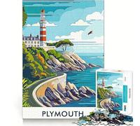 Puzzle Plymouth Lighthouse pour Adolescents 1000 pièces Wise Think Toy Gentle Leisure Tight Cut Liste de souhaits du Père Noël (38x26cm)