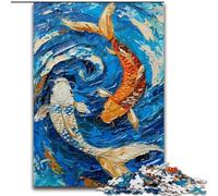 Puzzle Poisson Koi 1000 pièces pour Adultes et Adolescents, activités familiales Amusantes à la Maison, Cadeau d'anniversaire, Cadeau de Voyage (26x38cm)