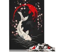 Puzzle Poisson koï et Cerisier en Fleurs, 1 500 pièces, Casse-tête et résolution de problèmes pour Adultes et Enfants (85 x 57 cm)