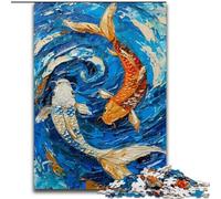 Puzzle Poisson koï pour Adultes, 1000 pièces, Jeu Stimulant et Familial avec Affiche et fiche de Questions-réponses (50x75cm)