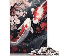 Puzzle Poisson Koi Ying Yang, Stimulant et Stimulant, en Carton 100% recyclé, pour Adultes et Enfants, Cadeaux de Noël, 1 000 pièces (26 x 38 cm)