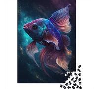 Puzzle Poisson Rouge Galaxie Décoration Unique Puzzle en Carton 100% Recyclé pour Garçon ou Fille Cadeaux d'halloween 1000 pièces (38x26cm)