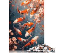 Puzzle Poissons Koi Japon Casse-tête en Carton de qualité supérieure pour Enfants et Adultes à partir de 12 Ans Cadeaux de Noël 1000 pièces (75 x 50 cm)
