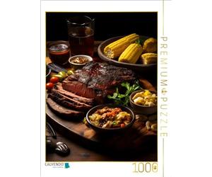 Puzzle · Poitrine fumée grillée avec épis de maïs | Un délicieux dîner avec beaucoup de viande · 1000 pièces · Format assemblé 64 × 48 cm · CALVENDO Puzzle