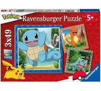 Puzzle Pokémon 3x49 pièces pour enfant - Salamèche, Bulbizarre et Carapuce - À partir de 5 ans - 3 posters inclus - 05586 - Ravensburger