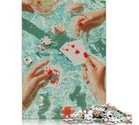 Puzzle Poker au Bord de la Piscine 1000 pièces Puzzle en Bois pour Adultes et Adolescents Puzzles pour Adultes 1000 pièces (75 x 50 cm)