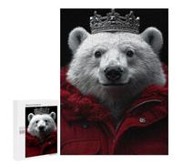 Puzzle Polar Bear King in Red Coat, 500 PCS, Activité Créative À La Maison, comme Présent Festif pour Amateurs De Puzzles, pour Les Fêtes